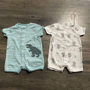 Set Of 2 Carters 3-6 Mo Outfit Dinosaur Stripe Koala Summer Baby
